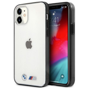 Оригинален твърд гръб BMW Sandblast BMHCP12SMBTOK - iPhone 12 mini прозрачен с черна рамка - Img 1
