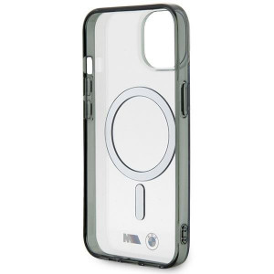 Оригинален твърд гръб BMW Silver Ring MagSafe BMHMP14SHCRS - iPhone 14 прозрачен - Img 7