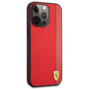 Оригинален твърд гръб FERRARI Track Carbon Stripe FESAXHCP13XRE - iPhone 13 Pro Max червен - Img 4