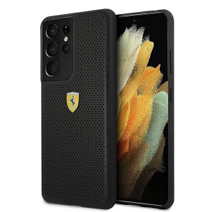 Оригинален твърд гръб FERRARI Track Perforated FESPEHCS21LBK - Samsung Galaxy S21 Ultra 5G черен - Img 1