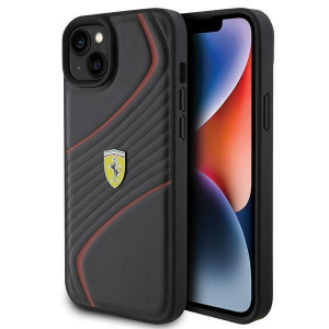 Оригинален твърд гръб FERRARI Twist Metal Logo - iPhone 15 Plus черен - Img 1