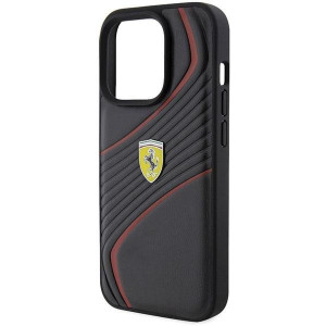 Оригинален твърд гръб FERRARI Twist Metal Logo - iPhone 15 Pro черен - Img 6
