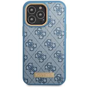 Оригинален твърд гръб GUESS 4G Logo Plate MagSafe - iPhone 14 Pro Max син - Img 3