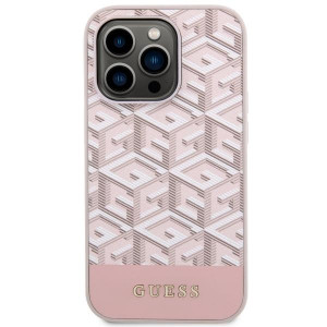 Оригинален твърд гръб GUESS GCube Stripes MagSafe GUHMP14LHGCFSEP - iPhone 14 Pro розов - Img 3