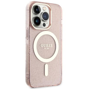 Оригинален твърд гръб GUESS Glitter Gold MagSafe GUHMP14XHCMCGP - iPhone 14 Pro Max розов - Img 4