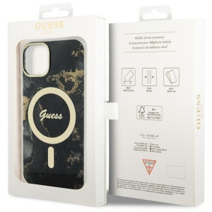 Оригинален твърд гръб GUESS Golden Marble MagSafe GUHMP14MHTMRSK - iPhone 14 Plus черен - Img 8