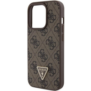 Оригинален твърд гръб GUESS Leather 4G Triangle Strass GUHCP15LP4TDPW - iPhone 15 Pro кафяв - Img 5