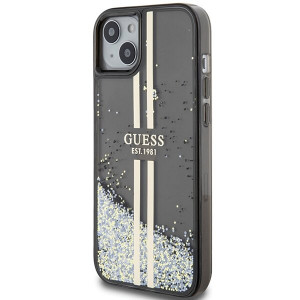 Оригинален твърд гръб GUESS Liquid Glitter Gold Stripes - iPhone 15 Plus / 14 Plus черен - Img 2