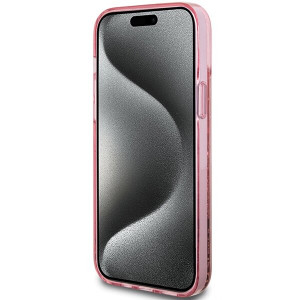 Оригинален твърд гръб GUESS Liquid Glitter Gold Stripes - iPhone 15 Plus / 14 Plus розов - Img 5