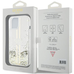 Оригинален твърд гръб GUESS Liquid Glitter Gold Stripes - iPhone 15 Plus / 14 Plus прозрачен - Img 8
