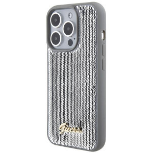 Оригинален твърд гръб GUESS Sequin Script Metal - iPhone 15 Pro сребрист - Img 2