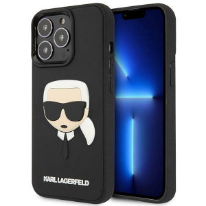 Оригинален твърд гръб KARL LAGERFELD 3D Rubber Karl's Head KLHCP14LKH3DBK - iPhone 14 Pro черен - Img 1