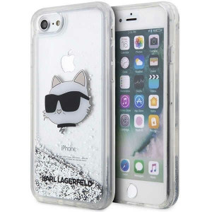 Оригинален твърд гръб KARL LAGERFELD Glitter Choupette Head KLHCI8LNHCCS - iPhone 7 / 8 / SE (2nd gen) / SE (3rd gen) сребрист - Img 1