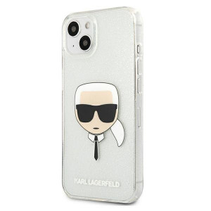 Оригинален твърд гръб KARL LAGERFELD Glitter Karl's Head KLHCP13SKHTUGLS - iPhone 13 mini сребрист - Img 2
