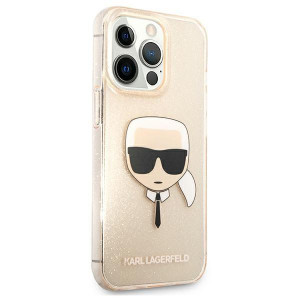Оригинален твърд гръб KARL LAGERFELD Glitter Karl's Head KLHCP13LKHTUGLGO - iPhone 13 Pro златист - Img 4