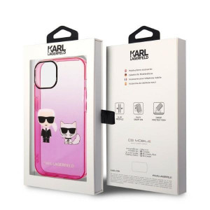 Оригинален твърд гръб KARL LAGERFELD Gradient Ikonik Karl & Choupette KLHCP14MTGKCP - iPhone 14 Plus розов - Img 8