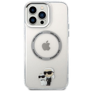 Оригинален твърд гръб KARL LAGERFELD Ikonik Karl & Choupette MagSafe KKLHMP13XHNKCIT - iPhone 13 Pro Max прозрачен - Img 3