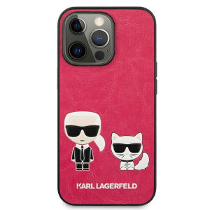 Оригинален твърд гръб KARL LAGERFELD Ikonik Karl & Choupette KLHCP13LPCUSKCP - iPhone 13 Pro циклама - Img 3