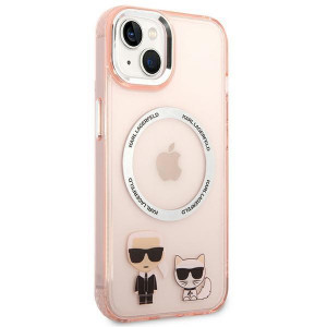 Оригинален твърд гръб KARL LAGERFELD Karl & Choupette Aluminum MagSafe KLHMP14MHKCP - iPhone 14 Plus розов - Img 4