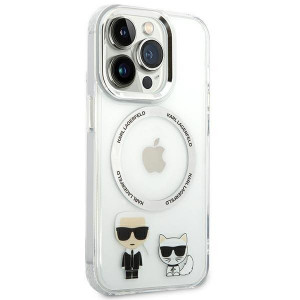 Оригинален твърд гръб KARL LAGERFELD Karl & Choupette Aluminum MagSafe KLHMP14XHKCT - iPhone 14 Pro Max прозрачен / прозрачен - Img 4