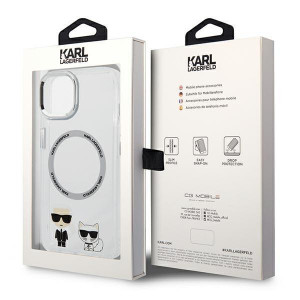 Оригинален твърд гръб KARL LAGERFELD Karl & Choupette Aluminum KLHMP14MHKCT MagSafe - iPhone 14 Plus прозрачен - Img 8