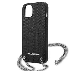 Оригинален твърд гръб KARL LAGERFELD Leather Textured and Chain KLHCP13SPMK - iPhone 13 mini черен - Img 6