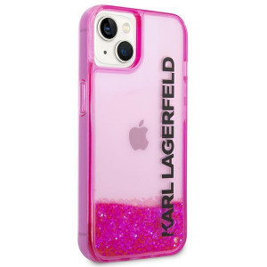 Оригинален твърд гръб KARL LAGERFELD Liquid Glitter Elong KLHCP14MLCKVF - iPhone 14 Plus розов - Img 4