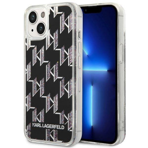 Оригинален твърд гръб KARL LAGERFELD Liquid Glitter Monogram KLHCP14MLMNMK - iPhone 14 Plus черен - Img 1