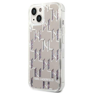 Оригинален твърд гръб KARL LAGERFELD Liquid Glitter Monogram KLHCP14MLMNMS - iPhone 14 Plus сребрист - Img 2