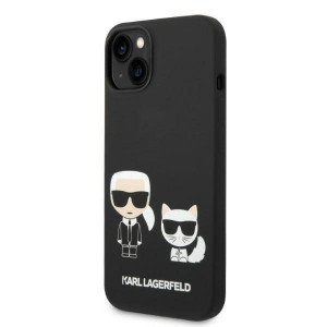 Оригинален твърд гръб KARL LAGERFELD Liquid Silicone Karl & Choupette KLHMP14MSSKCK MagSafe - iPhone 14 Plus черен - Img 2