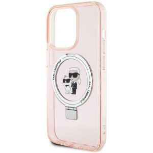 Оригинален твърд гръб KARL LAGERFELD Ring Stand Karl & Choupette MagSafe KLHMP15LHMRSKCP - iPhone 15 Pro розов - Img 1