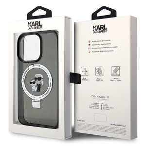 Оригинален твърд гръб KARL LAGERFELD Ring Stand Karl & Choupette MagSafe KLHMP15LHMRSKCK - iPhone 15 Pro черен - Img 8