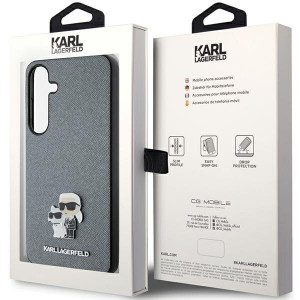 Оригинален твърд гръб KARL LAGERFELD Saffiano Karl & Choupette Metal Pin KLHCS24MPSAKCMPG - Samsung Galaxy S24+ S926 hardcase сив - Img 8