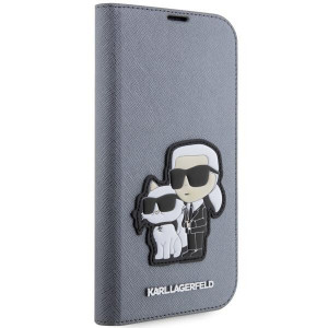Оригинален твърд гръб KARL LAGERFELD Saffiano Karl & Choupette KLBKP14LSANKCPG - iPhone 14 Pro сребрист - Img 5