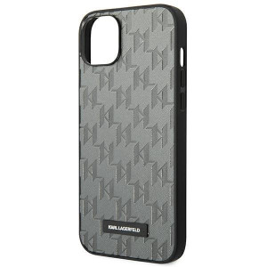 Оригинален твърд гръб KARL LAGERFELD Saffiano Mono Metal Logo KLHCP14SSAKLHPG - iPhone 14 сив - Img 6