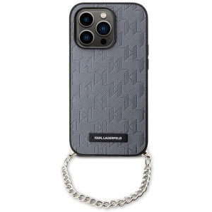 Оригинален твърд гръб KARL LAGERFELD Saffiano Monogram Chain KLHCP14XSACKLHPG - iPhone 14 Pro Max сребрист - Img 2