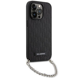 Оригинален твърд гръб KARL LAGERFELD Saffiano Monogram Chain KLHCP14XSACKLHPK - iPhone 14 Pro Max черен - Img 3