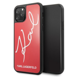 Оригинален твърд гръб KARL LAGERFELD Signature Glitter KLHCN65DLKSRE - iPhone 11 Pro Max червен - Img 2