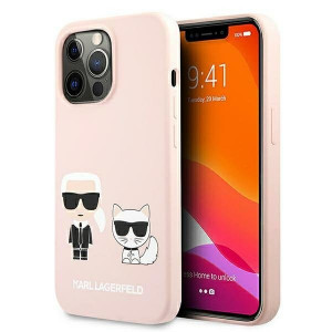 Оригинален твърд гръб KARL LAGERFELD Silicone Ikonik Karl & Choupette KLHMP13LSSKCI MagSafe - iPhone 13 Pro светлорозов - Img 2