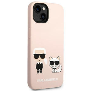 Оригинален твърд гръб KARL LAGERFELD Silicone Karl & Choupette KLHMP14MSSKCI MagSafe - iPhone 14 Plus светлорозов - Img 4
