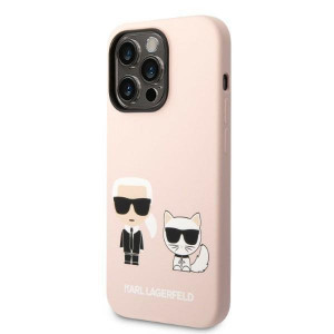 Оригинален твърд гръб KARL LAGERFELD Silicone Karl & Choupette KLHMP14XSSKCI - iPhone 14 Pro Max розов - Img 2