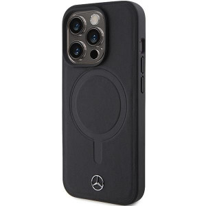 Оригинален твърд гръб MERCEDES Smooth Leather MagSafe - iPhone 15 Pro черен - Img 2
