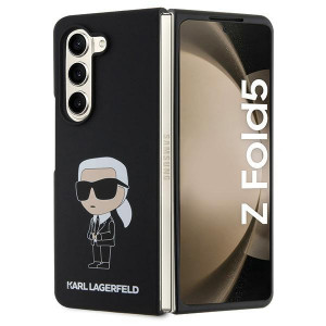 Оригинален твърд калъф KARL LAGERFELD Silicone Ikonik KLHCZFD5SNIKBCK - Samsung Galaxy Z Fold5 черен - Img 1