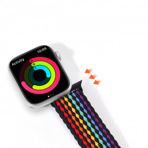 Плетена каишка DUX DUCIS Mixture II - Apple Watch 41mm Series 9 / 41mm Series 8 / 41mm Series 7 / 40mm Series 6 / 40mm SE / 40mm Series 5 / 40mm Series 4 / 38mm Series 3 / 38mm Series 2 / 38mm (1st gen) тъмни райета - Img 10