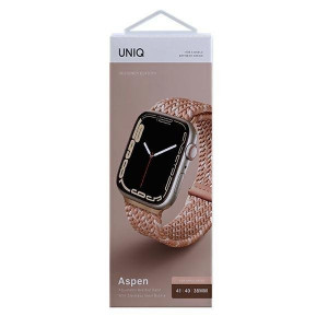 Плетена каишка UNIQ Aspen - Apple Watch 41mm Series 9 / 41mm Series 8 / 41mm Series 7 / 40mm Series 6 / 40mm SE / 40mm Series 5 / 40mm Series 4 / 38mm Series 3 / 38mm Series 2 / 38mm (1st gen) Braided DE розов цитрус - Img 4