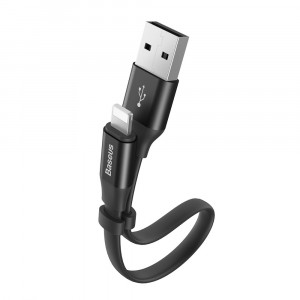Плосък кабел за зареждане и данни със закопчалка BASEUS Nimble USB Type A към Lightning 2A 0.23m черен (CALMBJ-B01) - Img 1
