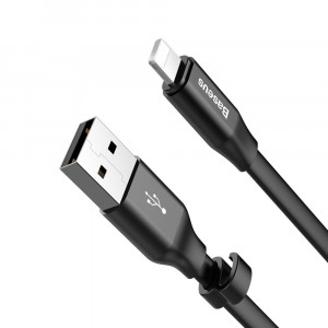 Плосък кабел за зареждане и данни със закопчалка BASEUS Nimble USB Type A към Lightning 2A 0.23m черен (CALMBJ-B01) - Img 5
