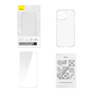Подсилен гръб BASEUS Corning Case и стъклен протектор - iPhone 14 Pro прозрачен - Img 8