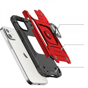 Подсилен гръб WOZINSKY Ring Armor със стойка - iPhone 14 червен - Img 3