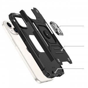 Подсилен гръб WOZINSKY Ring Armor със стойка - iPhone 15 червен - Img 3